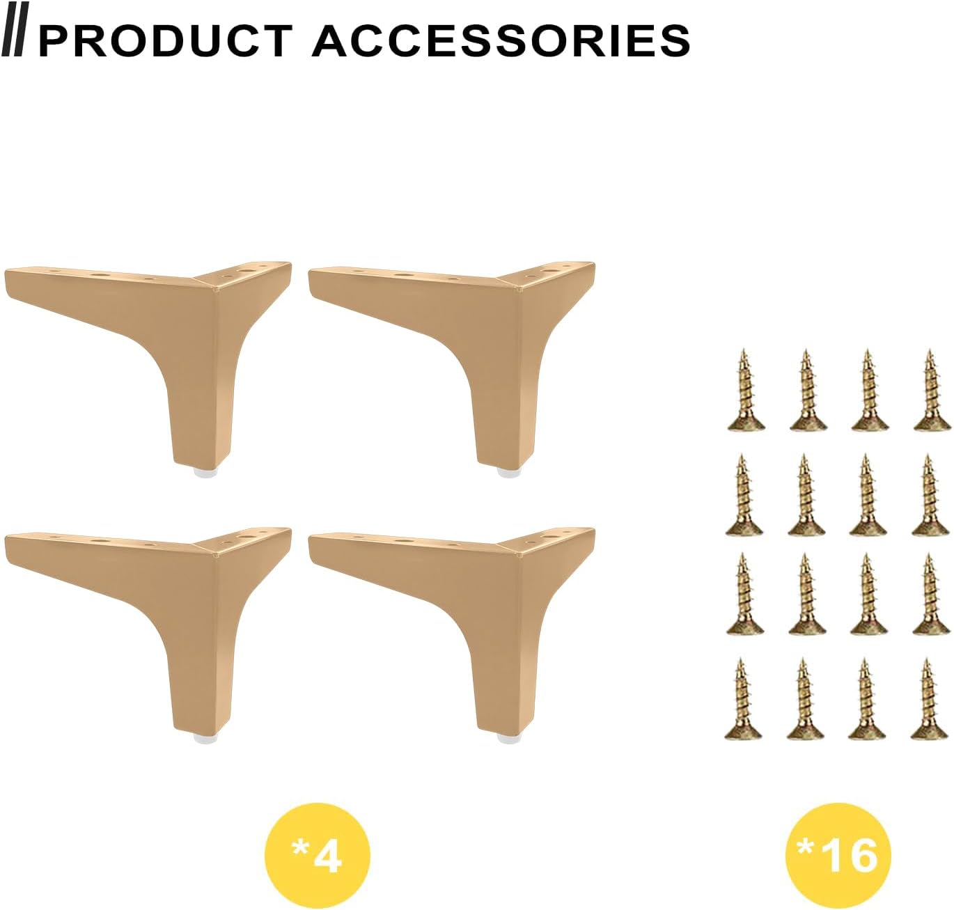 AODIOU Furniture Legs Modern Feet: Gold Metal Furniture Legs 4 Inch DIY Replacement Couch Legs Set of 4