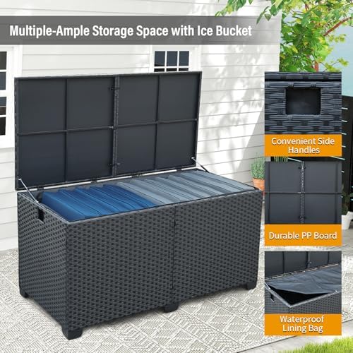 rattan star 180 gallon outdoor storage box deck showing dimensions