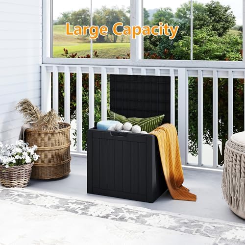 35 gallon deck box outdoor cushion storage waterproof, side view