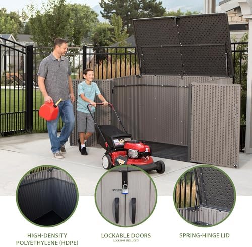 lifetime horizontal outdoor storage shed, 75 cu. ft., close-up detail