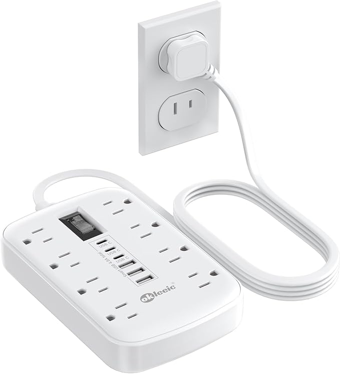 2 Prong Power Strip, 3 to 2 Prong Outlet Adapter, 1700J 2 Prong Surge Protector by okleeic