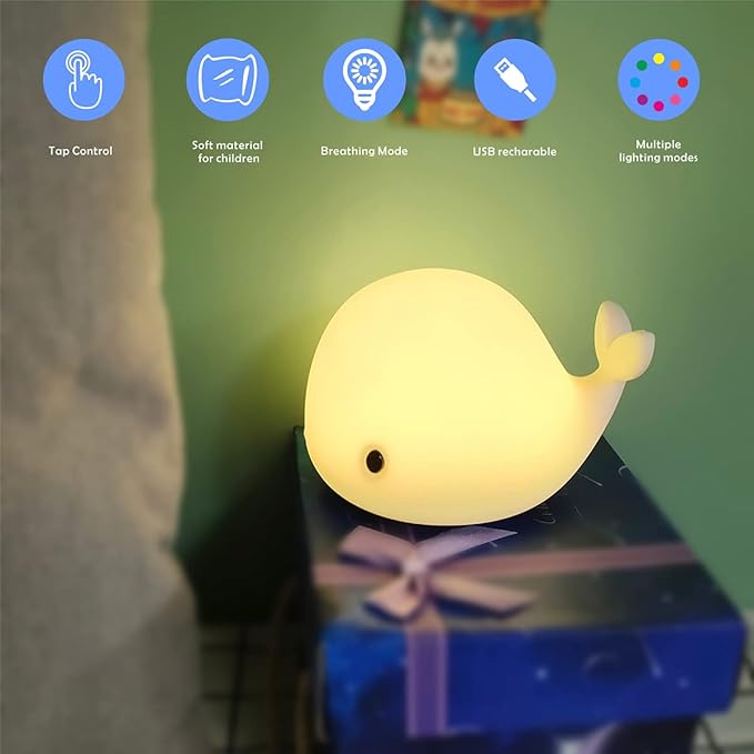 LEDHOLYT Night Light for Kids, Cute Silicone Nursery Dolphin Lamp for Baby and - Image 2