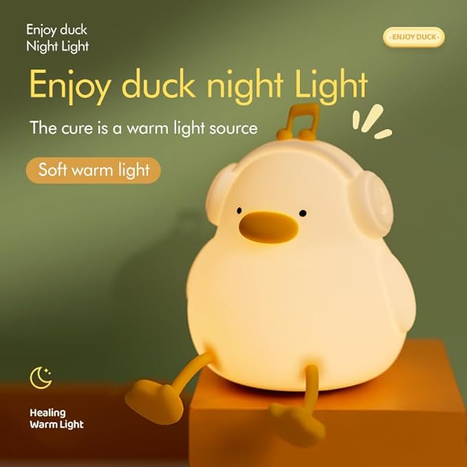 ATSUI Night Light for Kids, Squishy Duck Design, 3 Level Dimmable, Silicone - Image 7