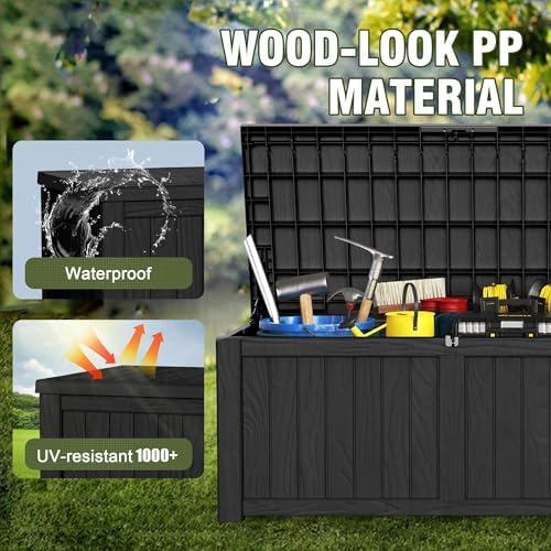 outdoor storage box 185gal waterproof resin deck box,pool showing dimensions