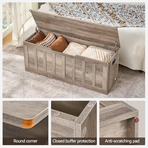 vankiley 47.2" storage chest extra large,wooden storage bench(greige)., package contents