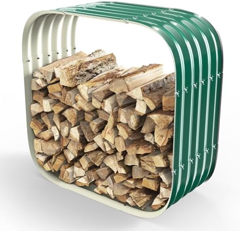 27.5 x 27.5 inch square green firewood rack,log on a desk or shelf