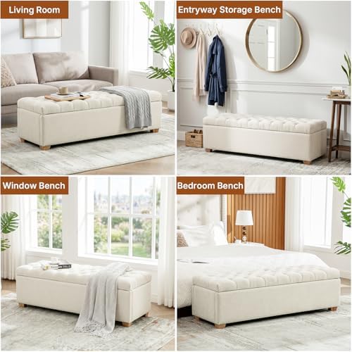 60" storage bench, modern glam chenille ottoman for on a desk or shelf