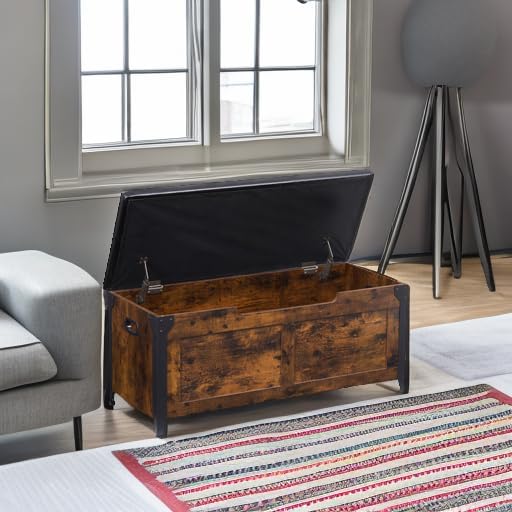 gaomon 39.4" storage chest, storage bench with safety showing dimensions