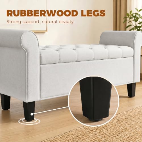 homcom 47" storage ottoman end of bed bench, front angle view