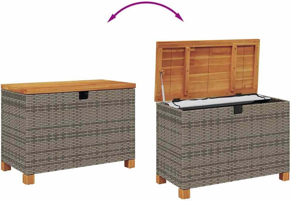 vidaxl patio storage box gray 31.5"x15.7"x18.9" poly rattan, package contents