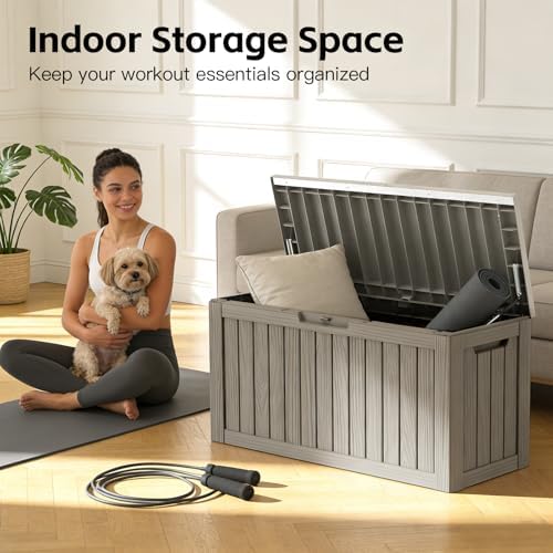 mars villa 80 gallon deck box, outdoor storage showing dimensions