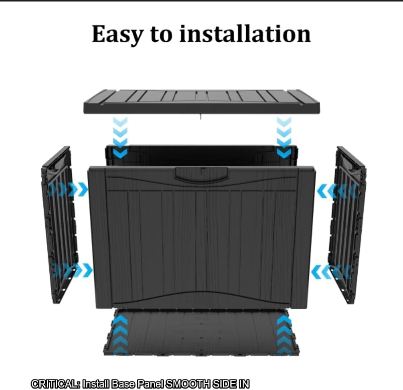 outdoor storage box small, lockable 45 gallon deck, package contents