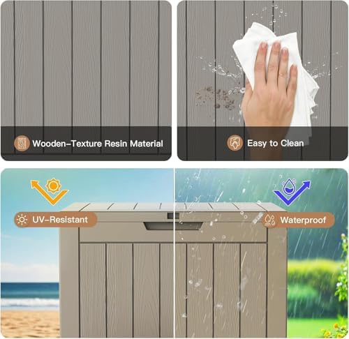 outdoor deck storage box, 50 gallon deck box,lockable, close-up detail