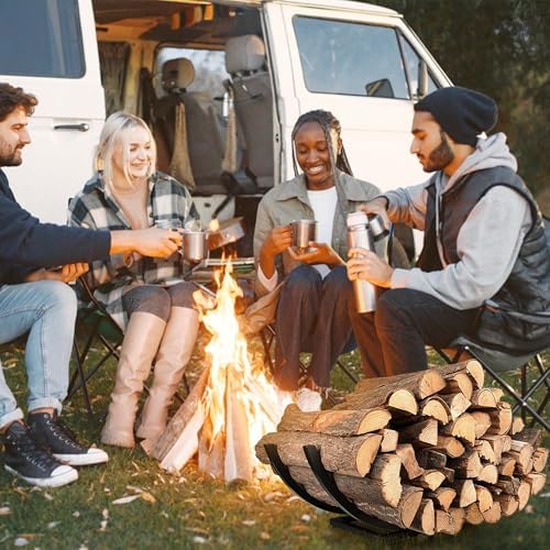 heavy duty firewood rack outdoor: 22 inch logs, side view