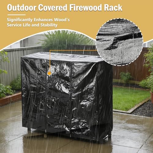 facka 4ft firewood rack outdoor with cover, metal showing dimensions