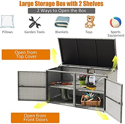 dortala 88 gallon deck box organizer, wicker large, package contents