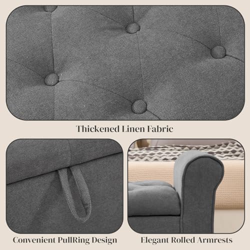 49" ottoman with storage, end of bed storage, side view