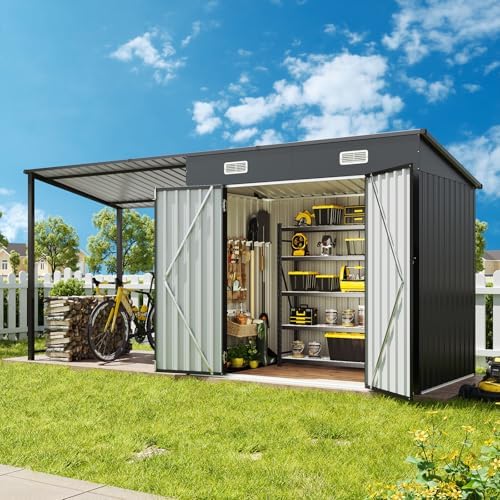 aoxun 6x4ft outdoor storage shed & hardtop gazebo, close-up detail