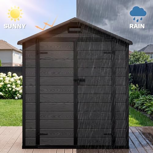 dwvo 6x4ft resin outdoor storage shed with reinforced showing dimensions