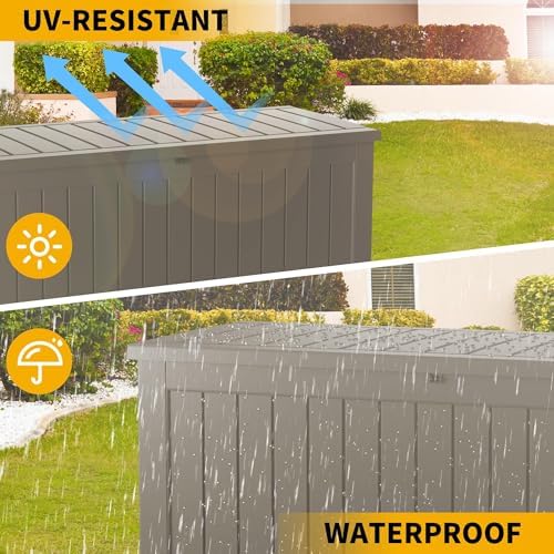 300 gallon outdoor storage box, waterproof resin deck, close-up detail