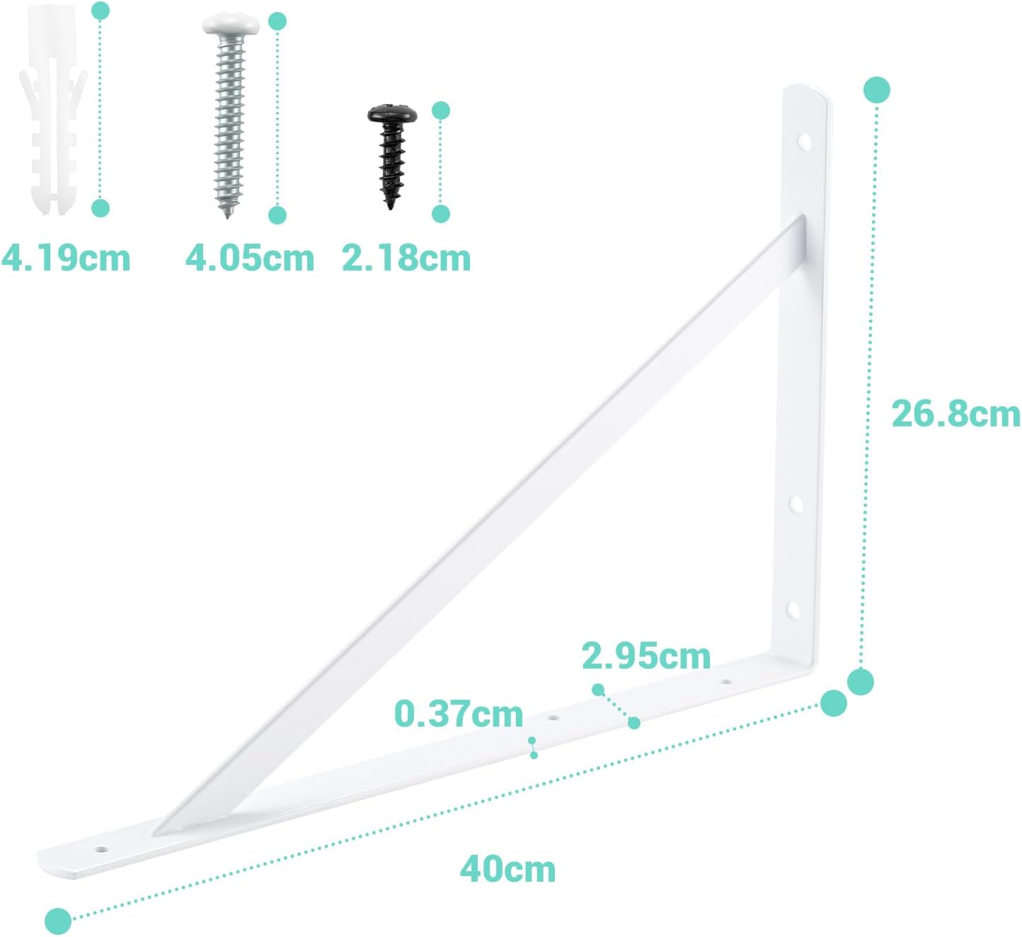 HOME MASTER HARDWARE 16x10 Inch Heavy Duty Shelf Brackets, White 6 Pack | 600lbs Capacity, Reinforced Metal L Supports with Screws, Garage Storage/Workshop Shelves/Basement and DIY Projects