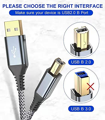 sweguard Printer Cable 6.6ft, USB 2.0 Midi Cord USB-A to USB-B Cable, High - Image 4