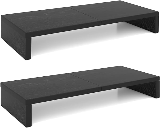 TEAMIX 2 Pack Monitor Stand Riser-20 inch, Keyboard Shelf Organizer Wood by TEAMIX