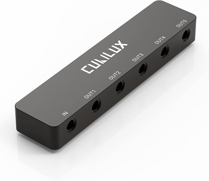 Cubilux Professional 5-Way 3.5mm AUX Splitter, Aluminum Case 5-Channel 1/8” by Cubilux