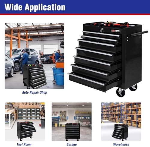 7 drawers rolling tool cart on wheels, multifunctional on a desk or shelf