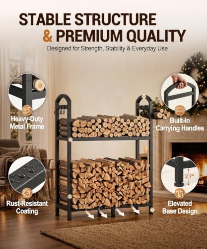 42.5in firewood rack ourdoor with log carrier bag, package contents