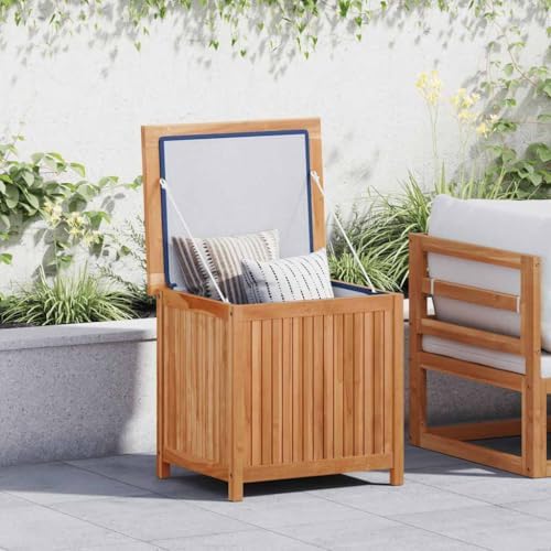 vidaxl patio storage box 23.6"x19.7"x22.8" solid wood teak shown in use