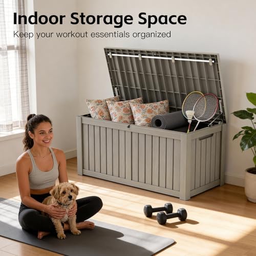 mars villa 120 gallon deck box, outdoor storage on a desk or shelf
