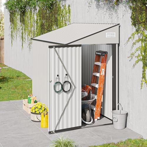 yopto 4×8 ft outdoor metal storage shed,heavy-duty lean, close-up detail