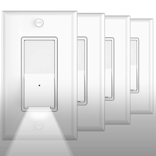 4Pack SOZULAMP Illuminated Light Switch-Esay to Install, No Neutral Wire by SOZULAMP