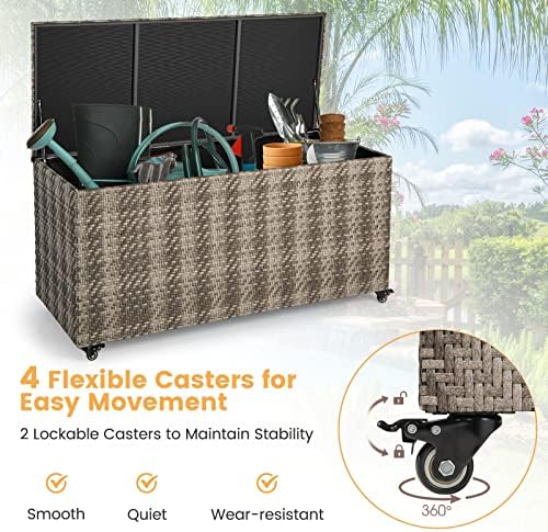 giantex 96-gallon outdoor storage box - pe wicker on a desk or shelf