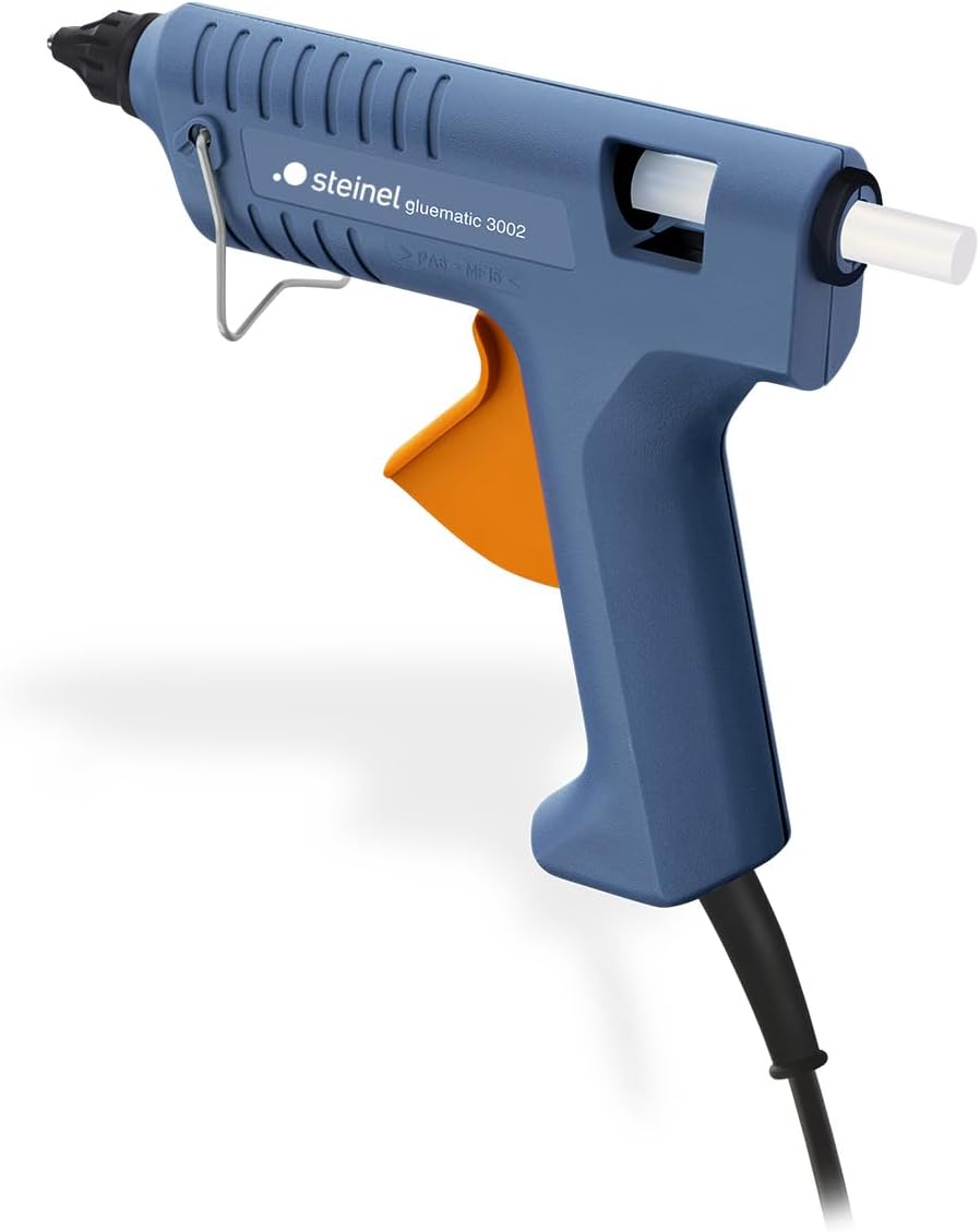 Steinel Gluematic 3002 - hot-melt glue gun with PTC heating technology, delivery rate of 16 g/min, incl. 3 ULTRA power glue sticks 11 mm, for home, hobby and trade operations, 332717