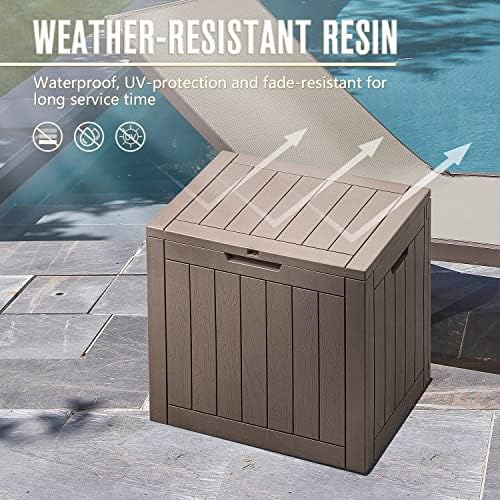 devoko 31 gallon lightweight resin deck box waterproof, front angle view