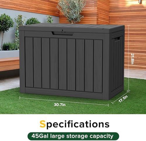 easyup 45 gal waterproof outdoor storage box uv shown in use