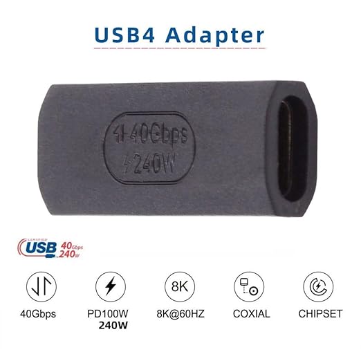 chenyang USB C Connector USB4 Type C Female to Female 240W Power 40Gbps Data 8K - Image 2