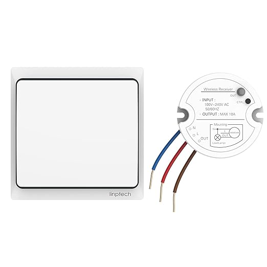 Self-Powered Wireless Light Switch and Receiver Kit, Linptech Remote Control by linbell