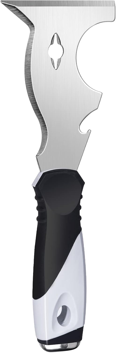 Mister Rui 10-in-1 Putty Knife, MultiUse Paint Scraper Tool, Hammer End | Versatile putty knife and scraper tool for paint removal, floor scraping. Multi-use tool for cleaning and repairing