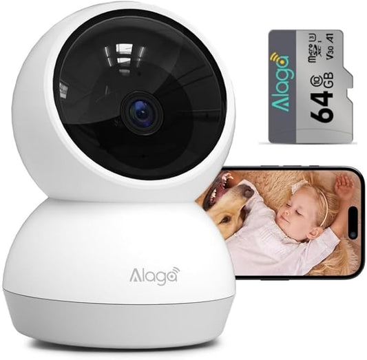 2K Indoor Security Camera, AI Human & Pet Motion, 2.4/5 GHz, 360° Pan Tilt by Alagabrandflagship