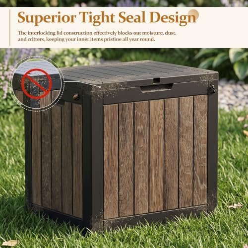 efu outdoor storage deck box (55 gallon, gen showing dimensions