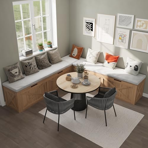 bobve l-shape storage bench with cushion, backless corner, main product view