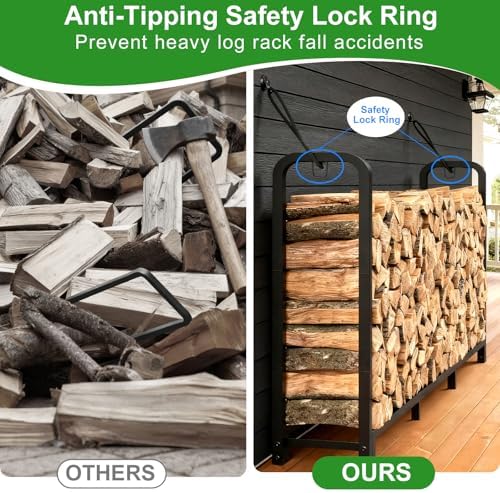 4ft firewood rack outdoor, holds 1543 lbs with showing dimensions