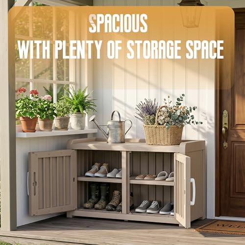rojik shoe cabinet waterproof uv-resistant,storage bench indoor outdoor on a desk or shelf