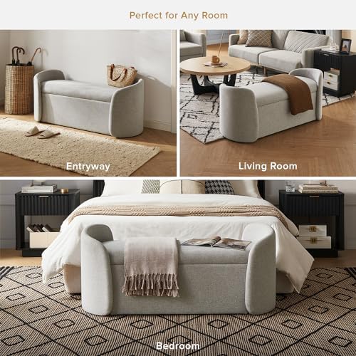 mopio sophie 51" ottoman storage bench, entryway and showing dimensions