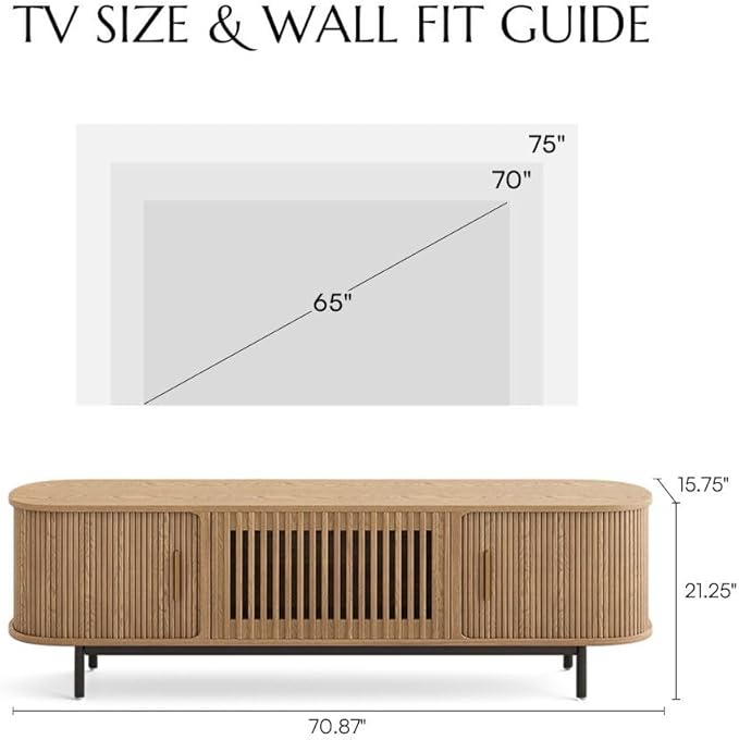 POVISON Fully-Assembled Mid Century Modern TV Stand - Image 5