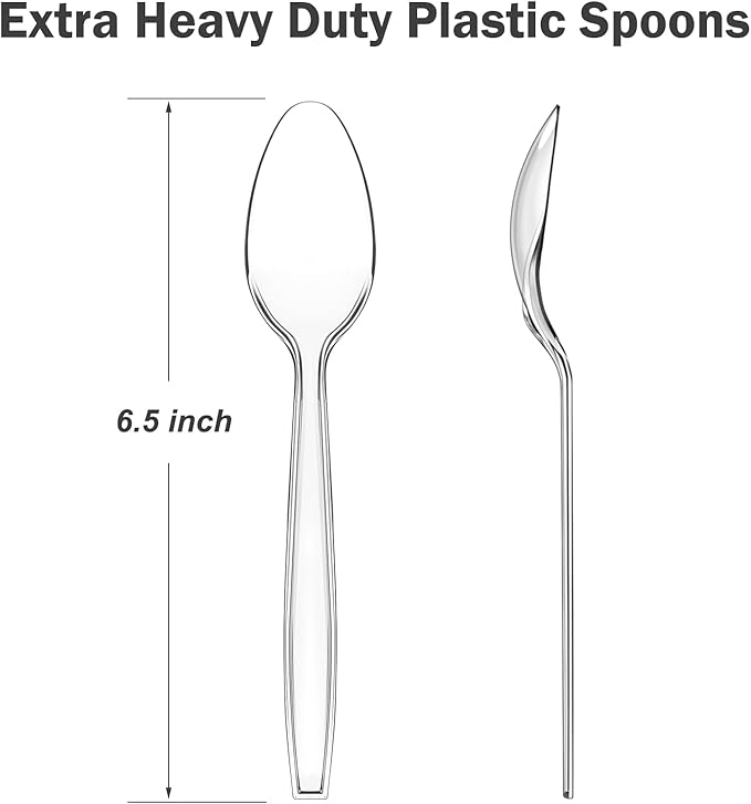 Dealusy 360 Count Clear Plastic Spoons Disposable, Heat Resistant, Solid and - Image 2