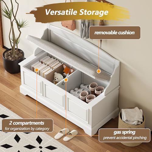 knocbel rustic entry storage bench with hidden compartments showing dimensions